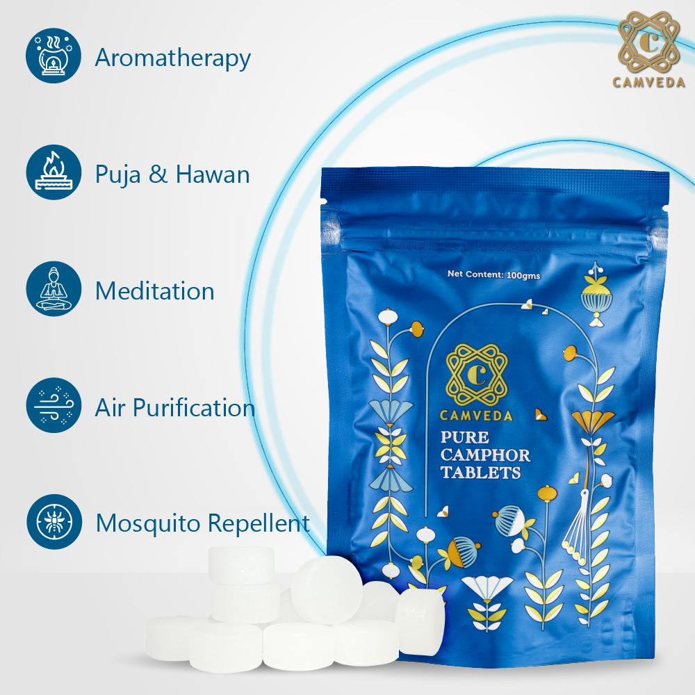 Camveda Pure Camphor Tablets | 100g (Pouch) - Camveda