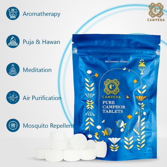 Camveda Pure Camphor Tablets | 500g (Pouch) - Camveda