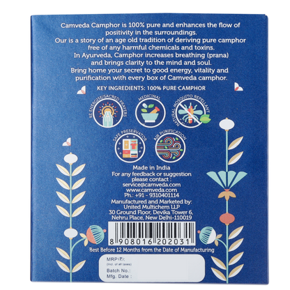 Camveda Camphor- 45 GM Wax Paper Covered Square Tablets - Camveda