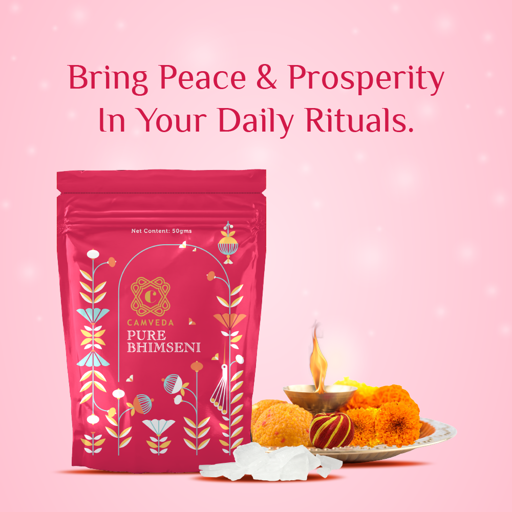Camveda Pure Bhimseni Camphor/Kapoor Pouch | 100g (50GMx2)
