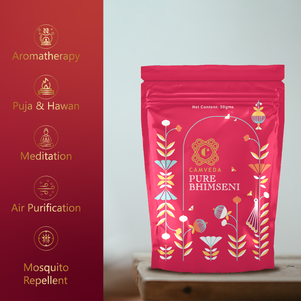 Camveda Pure Bhimseni Camphor/Kapoor Pouch | 100g (50GMx2)