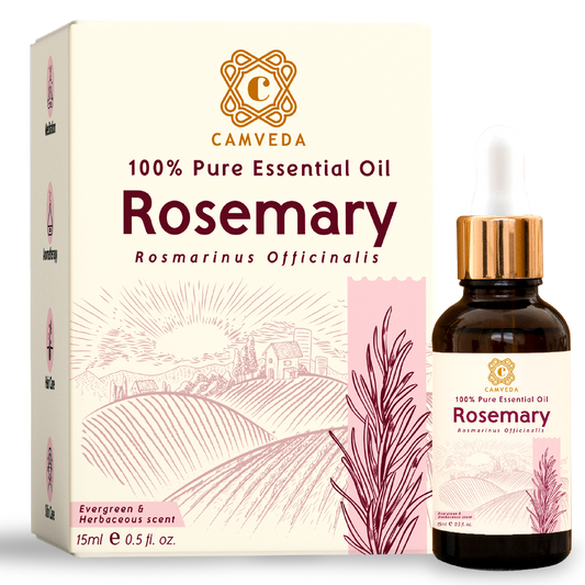 Camveda Pure Rosemary Essential Oil 15ml | 100% Natural | Helps in Aromatherapy & Meditation | For Hair Care & Skin Care
