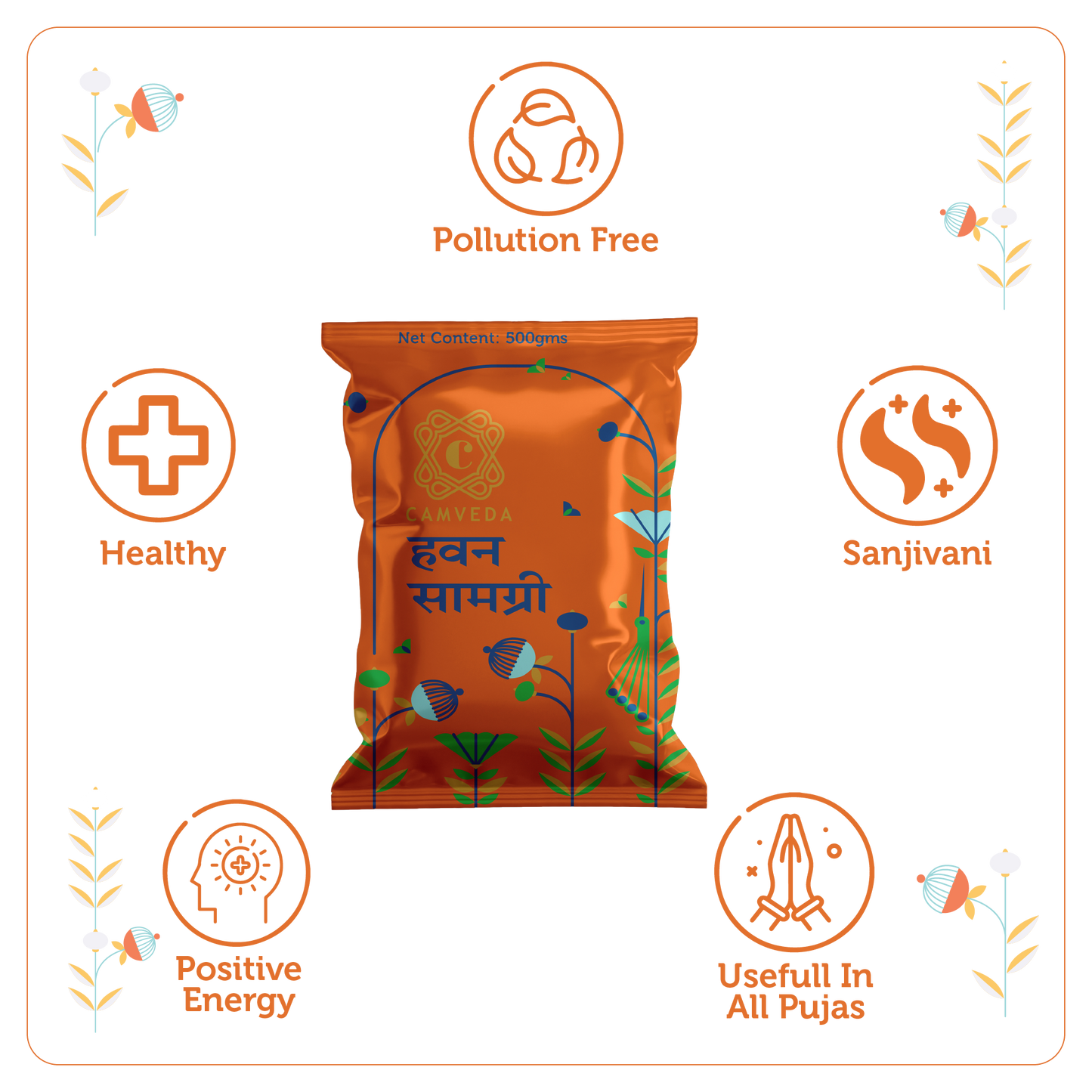 Camveda Hawan Samagri 2Kg(500gX4) | Made 100% Natural Herbs | Pack of 4