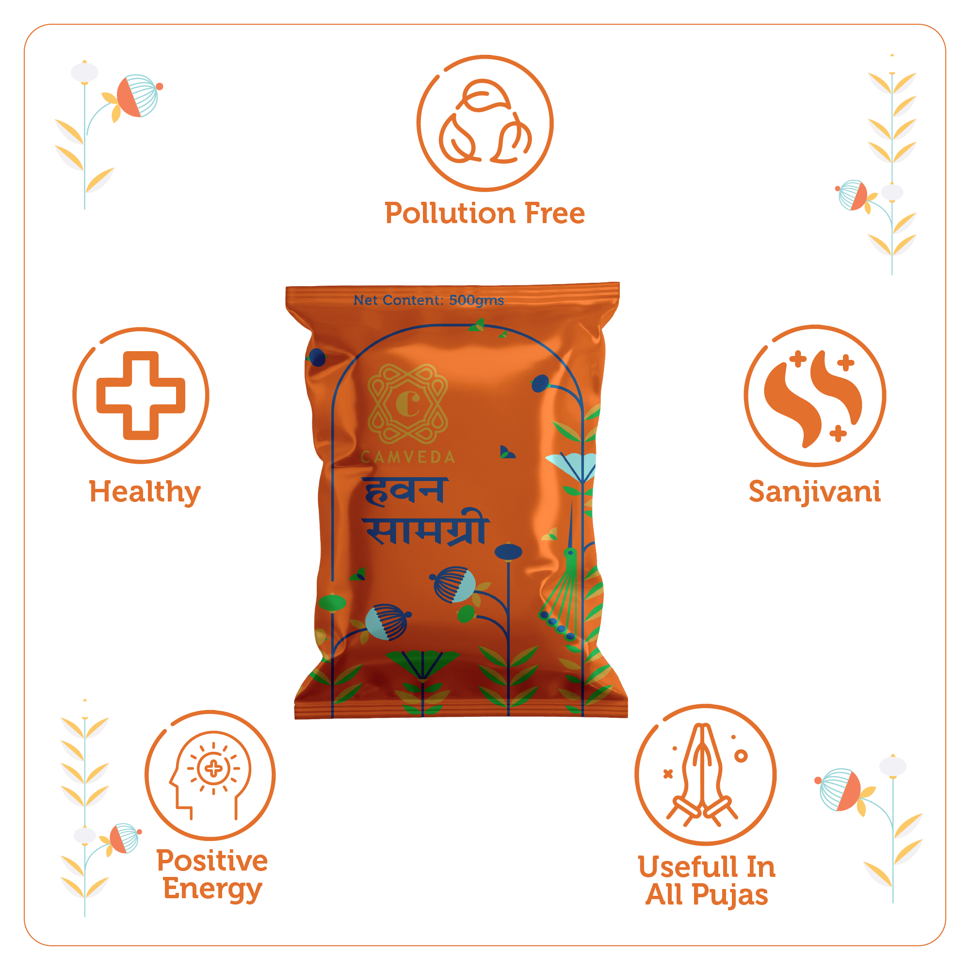 Camveda Hawan Samagri 2Kg(500gX4) | Made 100% Natural Herbs | Pack of 4 - Camveda
