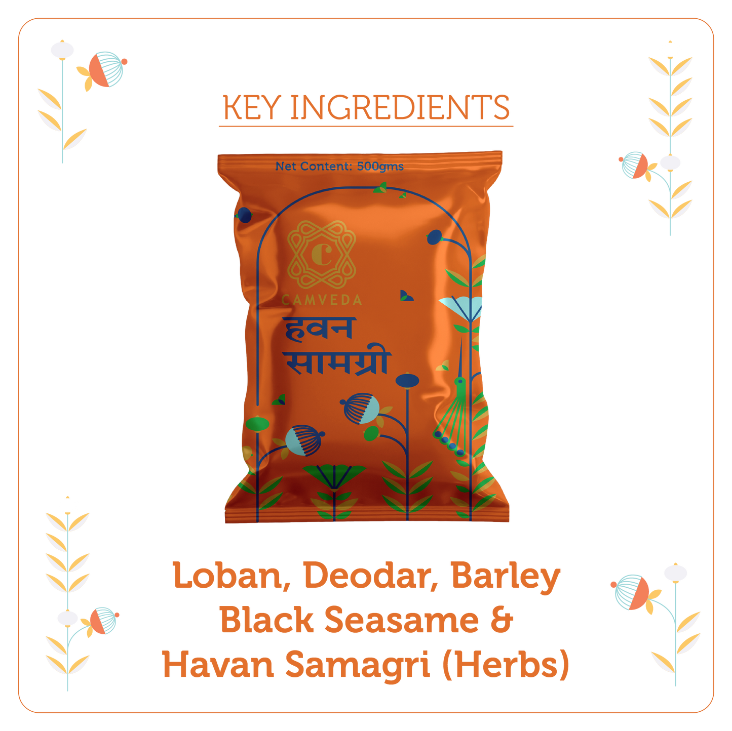 Camveda Hawan Samagri 2Kg(500gX4) | Made 100% Natural Herbs | Pack of 4