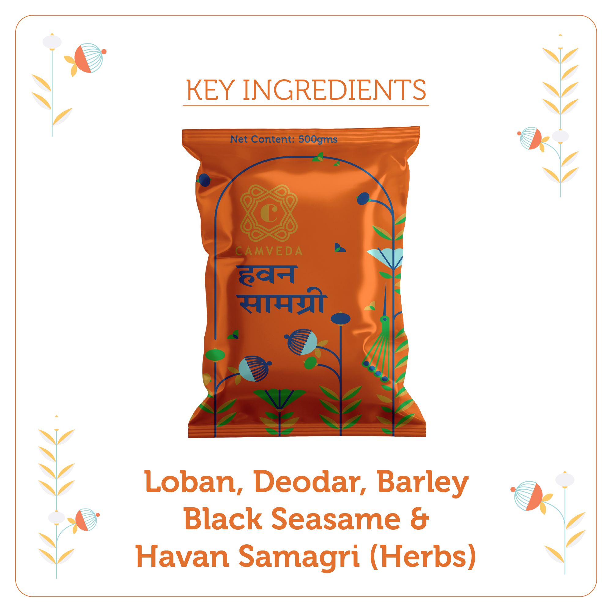Camveda Hawan Samagri 2Kg(500gX4) | Made 100% Natural Herbs | Pack of 4 - Camveda
