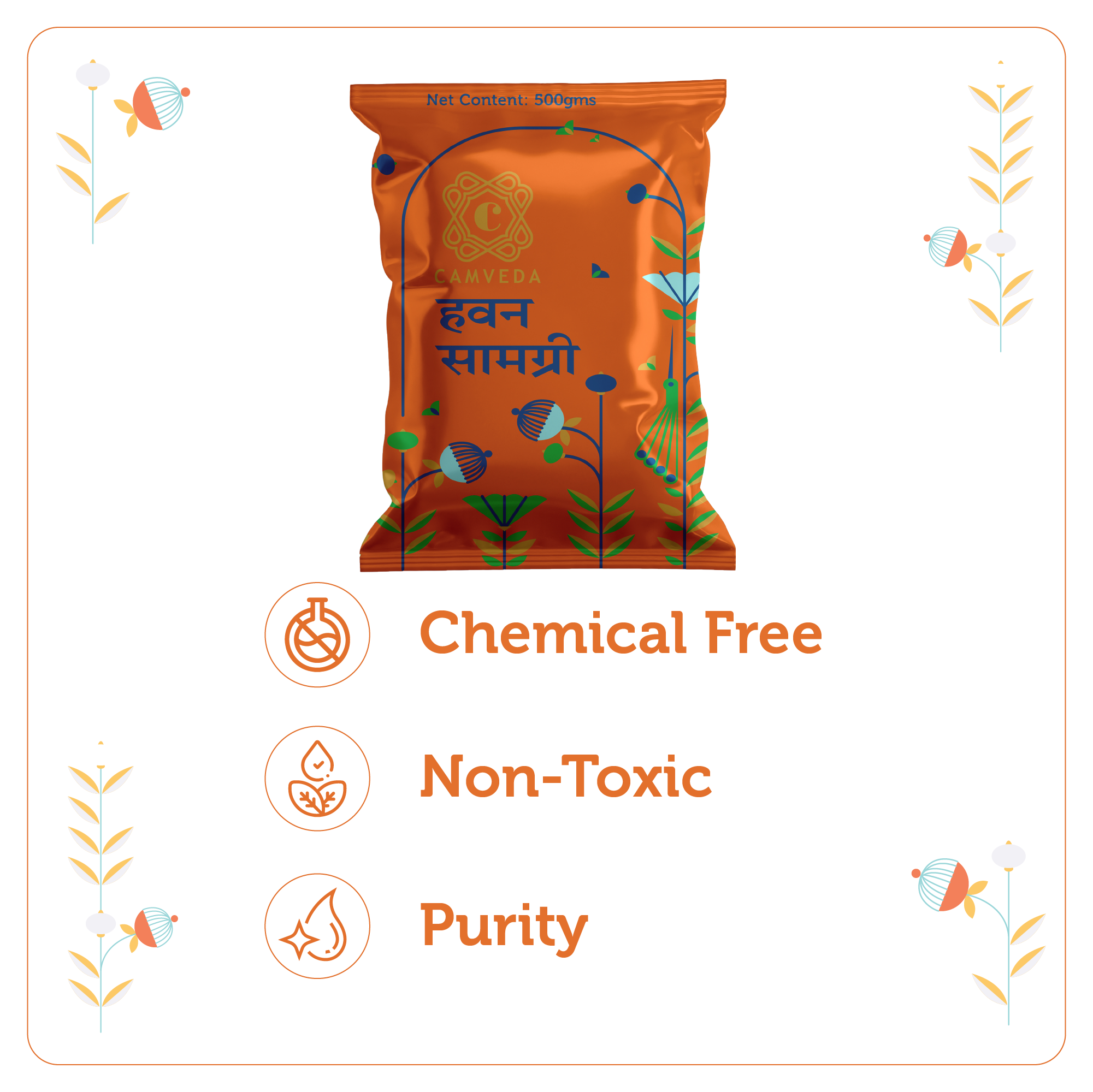 Camveda Hawan Samagri 2Kg(500gX4) | Made 100% Natural Herbs | Pack of 4 - Camveda